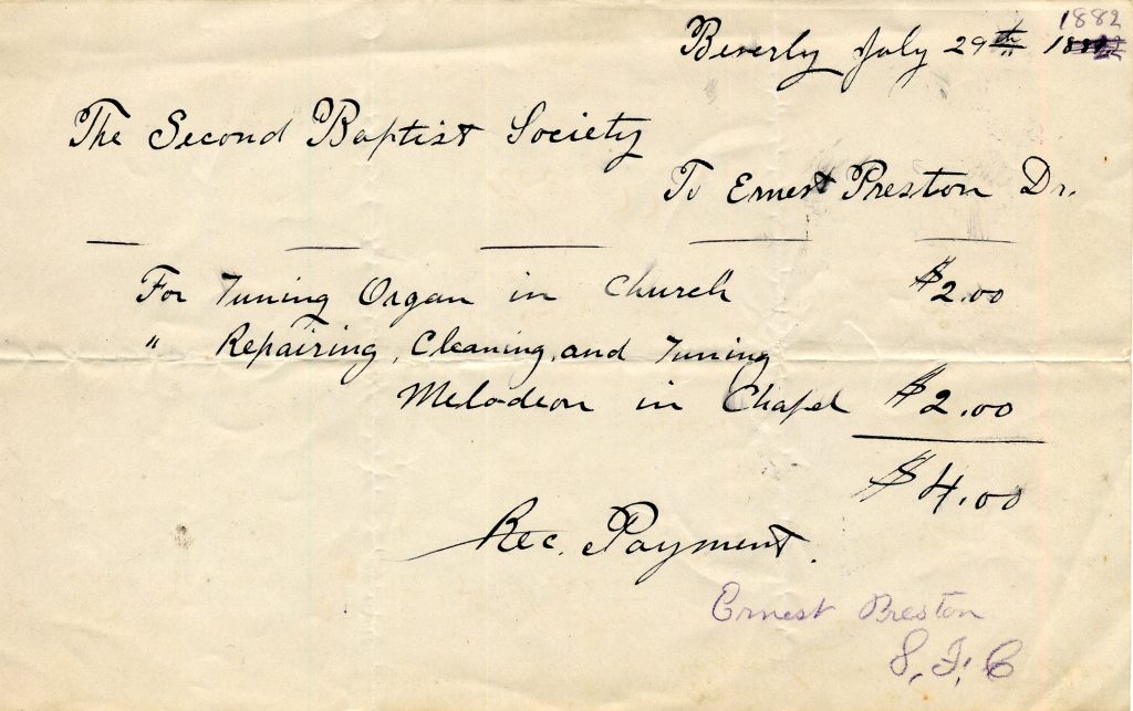 Church bill for tuning the Organ