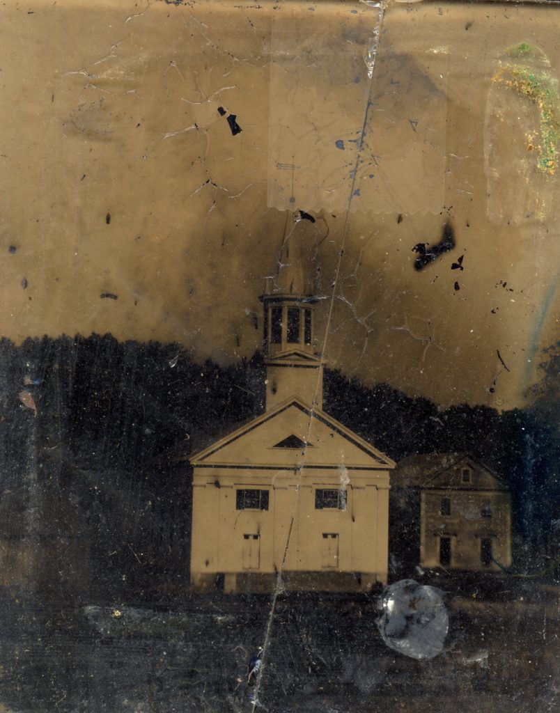 1862 glass photograph of the church building